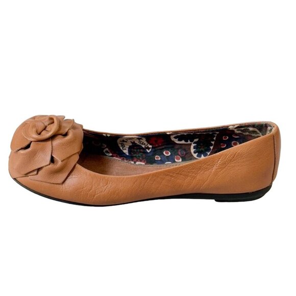 RAS Euforia Womens Tan Vintage Leather Ballet Flats Leather Rosette Size 39 US 9 - Picture 9 of 13